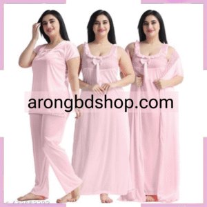 4 Part Pink Color Nighty