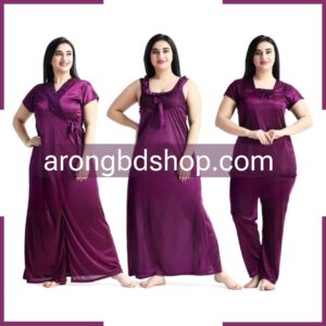 4 Part Purple Color Nighty
