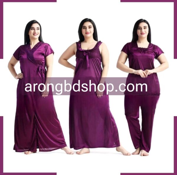 4 Part Purple Color Nighty